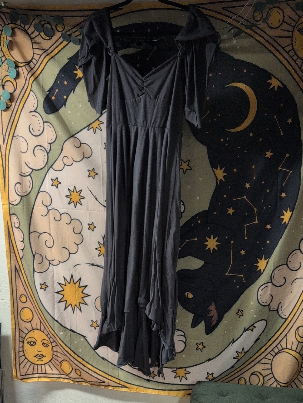 Joyfolie Black High-Low Off-Shoulder Maxi Dress